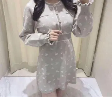 Evelyn 로고 니트 원피스 그레이