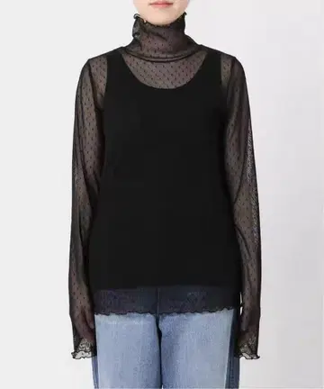 [ Spick & Span ] 도트 튤 하이넥 풀오버