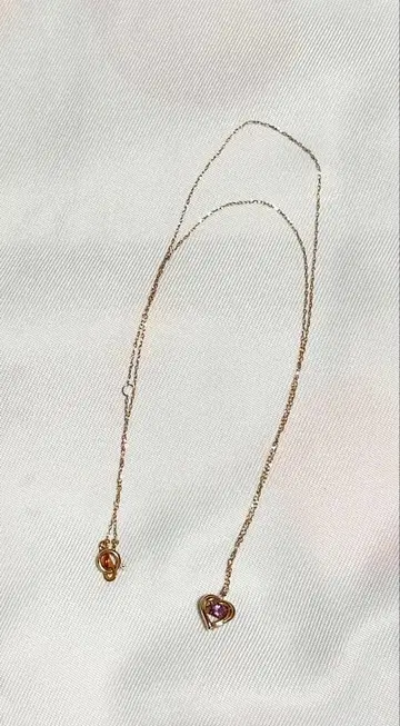 VERITE 하트형 퍼플 스톤 목걸이