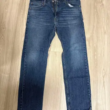 다크 블루 스트레이트 데님 팬츠