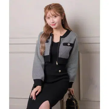 LIP SERVICE 트위드 앙상블 니트 원피스