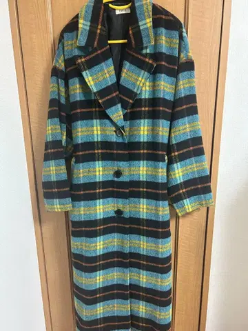 EVRIS 체크 무늬 롱 코트