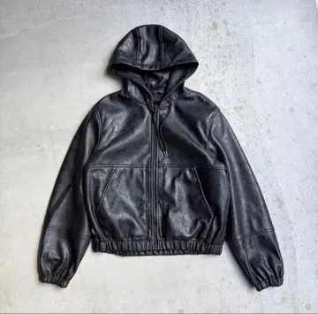 ZARA 후드 부착 블랙 가죽 자켓