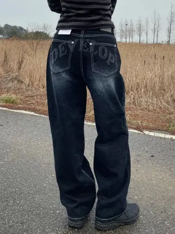 스트레이트 데님 다크 블루