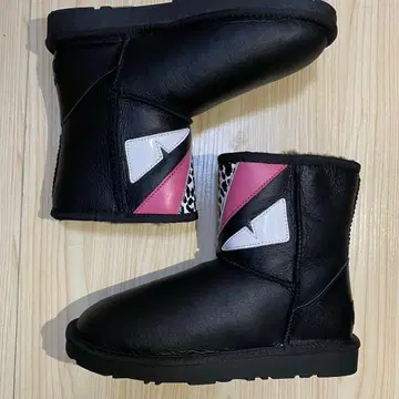 EVERLASTING 레오파드 무늬 어그 부츠 블랙 23cm