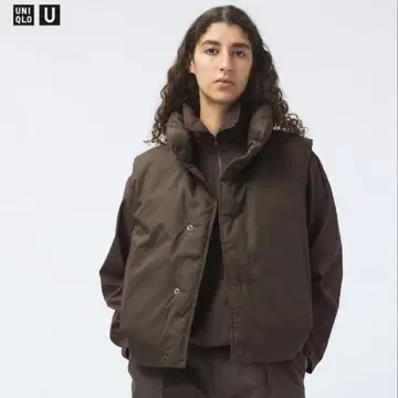새상품급 UNIQLO U 퍼프 테크 논퀼트 베스트 다크 브라운