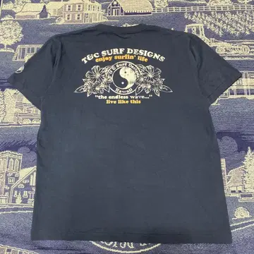 탕칸 타운앤컨트리 T셔츠 올드 서프계 L 네이비