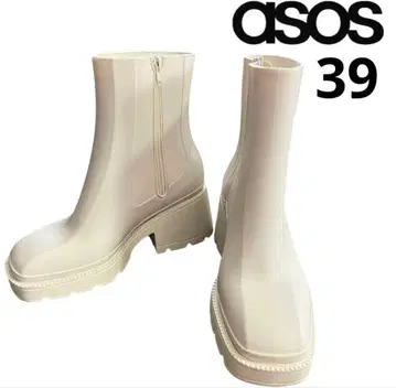 [ 당일 발송 ] ASOS 화이트 통굽 레인부츠 39 24.5cm