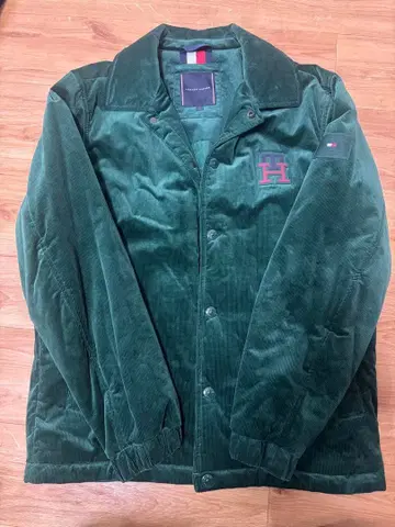 다크 그린 코듀로이 자켓 TH로고 부착