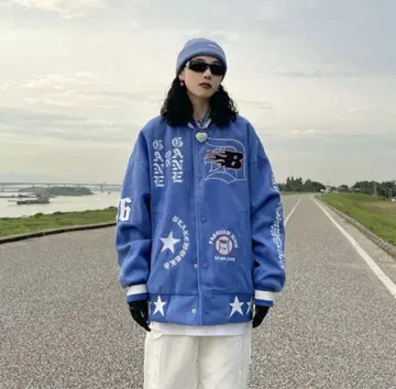 A'GEM/9 x .kom 와펜 베이스볼 바시티 자켓