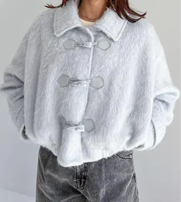 Heather 숏 샤기 더플 블루종