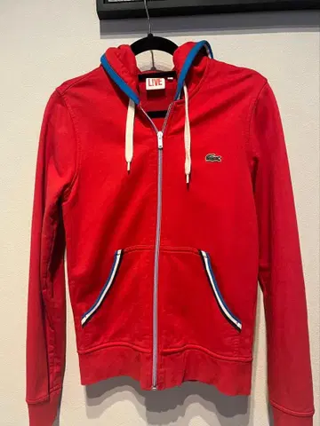 LACOSTE 레드 풀 집업 후드티 사이즈 2