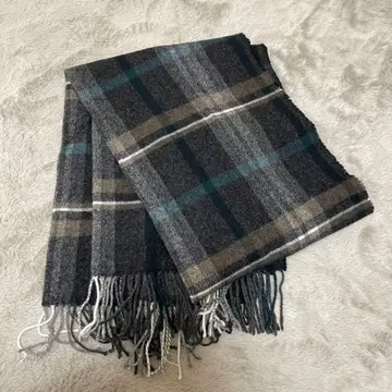 무인양품 울 무릎담요로도 쓸 수 있는 대형 스톨 차콜 그레이 체크