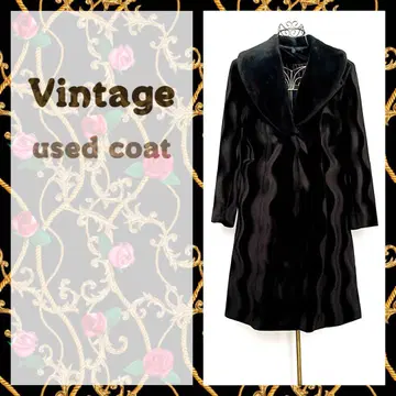 인조 모피 옷깃 벨로아 원단 코트 개성있는 빈티지 구제 의류