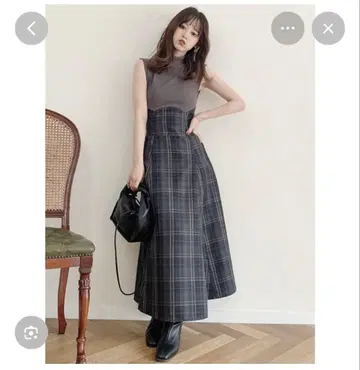 dazzlin 체크 슬리브리스 코르셋 원피스