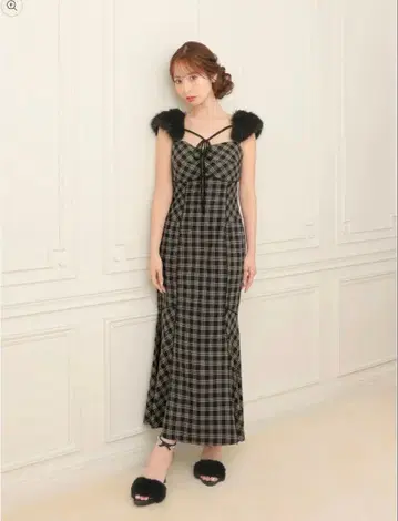 M me eme Fur sleeve mermaid onepiece