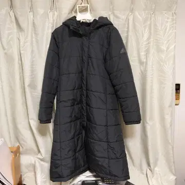 adidas 후드 부착 롱 코트 블랙 l 사이즈