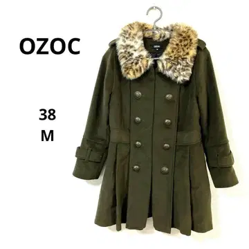 ozoc 오조크 더블 브레스트 코트 퍼 카라 부착 코트 M 카키