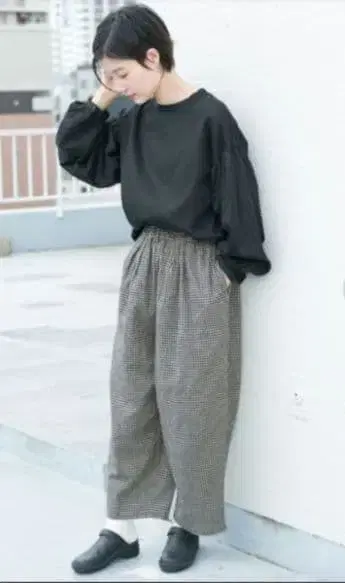 카쿠레 코튼 린넨 캐주얼 팬츠 그레이