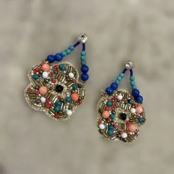 joujou 보헤미안 비즈 꽃 모양 귀걸이