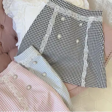 evelyn AnMille 스커트 깅엄 체크 핑크