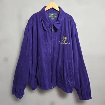 90's 구제 의류 LSU 타이거 자수 로고 스웨이드 원단 자켓 퍼플