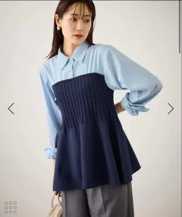 로페피크닉 셔츠 도킹 페플럼 니트