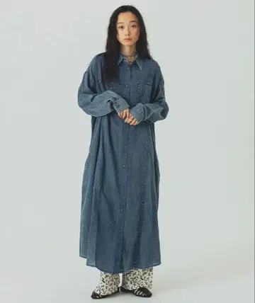 로즈버드 데님풍 셔츠 원피스 원피스 겉옷 레이어드