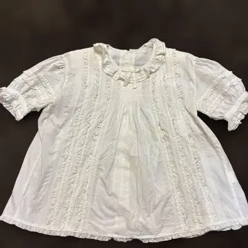 카네코 이사오 화이트 코튼 프릴 블라우스