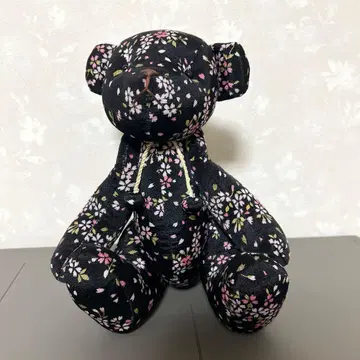 꽃무늬 크레이프 원단 테디베어 봉제 인형