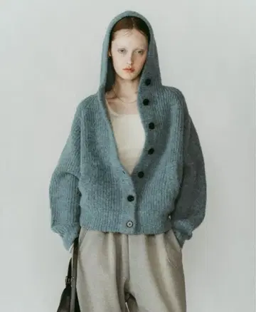 hooded cardigan knit/blue knuth marf