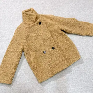 지유 보아 하프 코트 S 사이즈 브라운 복슬복슬