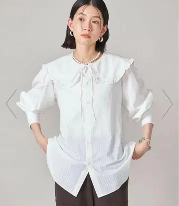 SHIPS NINE CASE 손세탁 가능 빅 칼라 블라우스