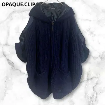 오파크 클립 후드 부착 니트 점퍼 아우터 M 네이비