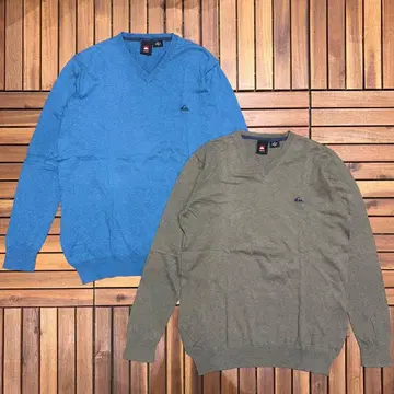 새상품급 QUIKSILVER V넥 크루넥 니트 스웨터 2장 세트