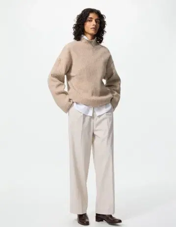 UNIQLO 턱 와이드 팬츠 S 내추럴