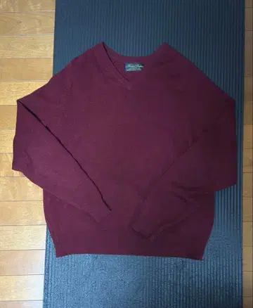 캐시미어 V넥 스웨터 와인 레드