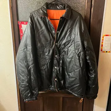 리버서블 블랙 오렌지 패딩 자켓