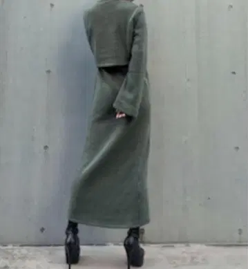 3WAY 롱 니트 원피스 카키