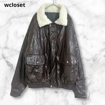 더블 클로젯 가죽 인조 가죽 브라운 보아 옷깃 오버 사이즈 Free