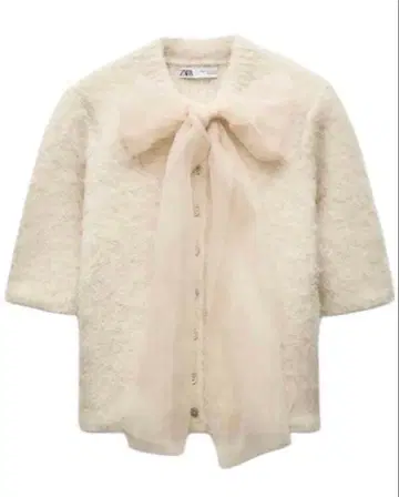 ZARA 자라 오간자 리본 니트탑