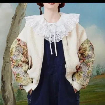 POPPY 아사기니뇨 고블랑 패턴 절개 보아 자켓