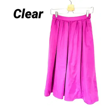 3651K 클리어 A라인 스커트 퍼플 보라색 허리밴딩 광택감 플레어