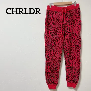 새상품급 CHRLDR 레드 레오파드 무늬 조거 팬츠