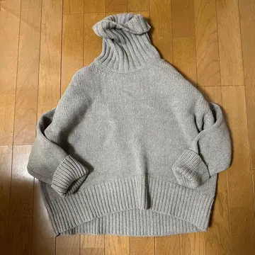 갤러리 바이 파인 울 터틀 니트 풀오버 숏 기장 S