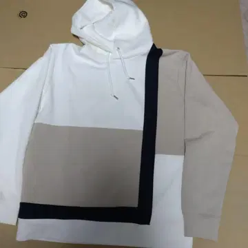 더샵 TK 블록 디자인 후드티 화이트 블랙 베이지 M 사이즈
