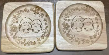 [ 미사용 새상품 ] 시마연가 목조각 코스터 2장 세트