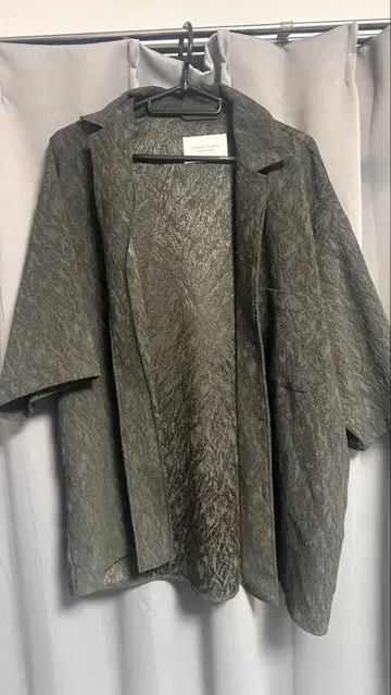 다크 자카드 오픈 카라 셔츠