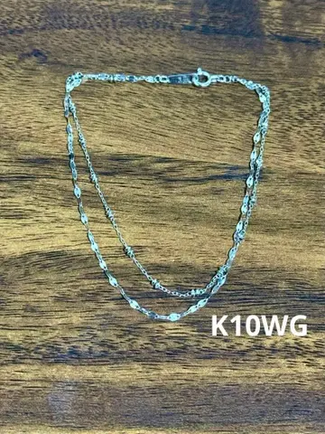 K10WG 반짝이는 이중 팔찌 18cm 화이트 골드