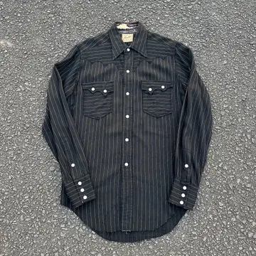 50s Tem-Tex 레이온 개버딘 웨스턴 셔츠 블랙